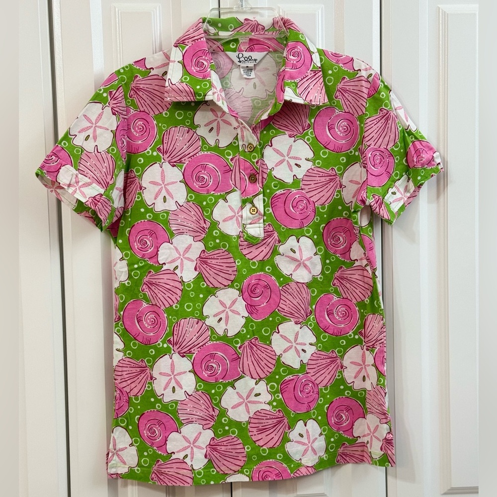 Lilly Pulitzer Seashell Sand-dollar printed polo blouse